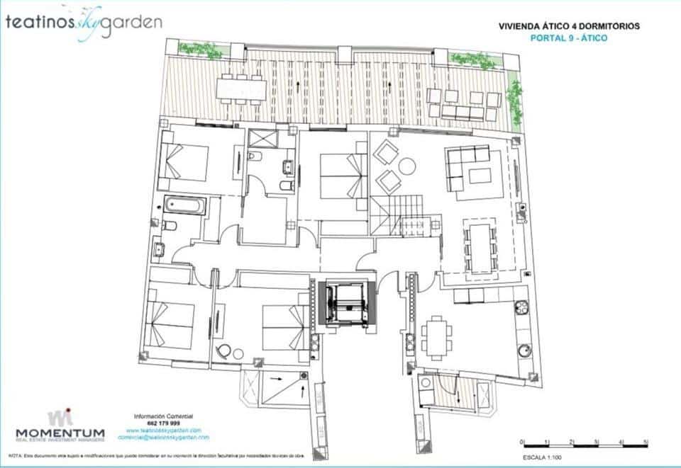 4 sypialnia Penthouse na sprzedaż w Miasto Malaga z basenem garażem - 990 000 € (Ref: 9543790)