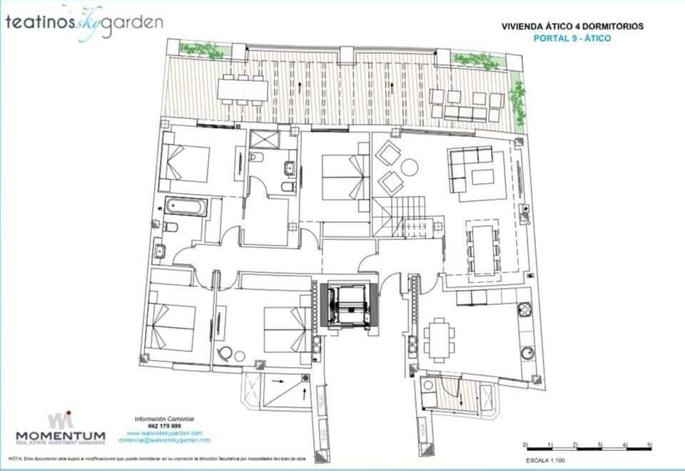 4 sovrum Takvåning till salu i Malaga stad med pool garage - 990 000 € (Ref: 9780704)