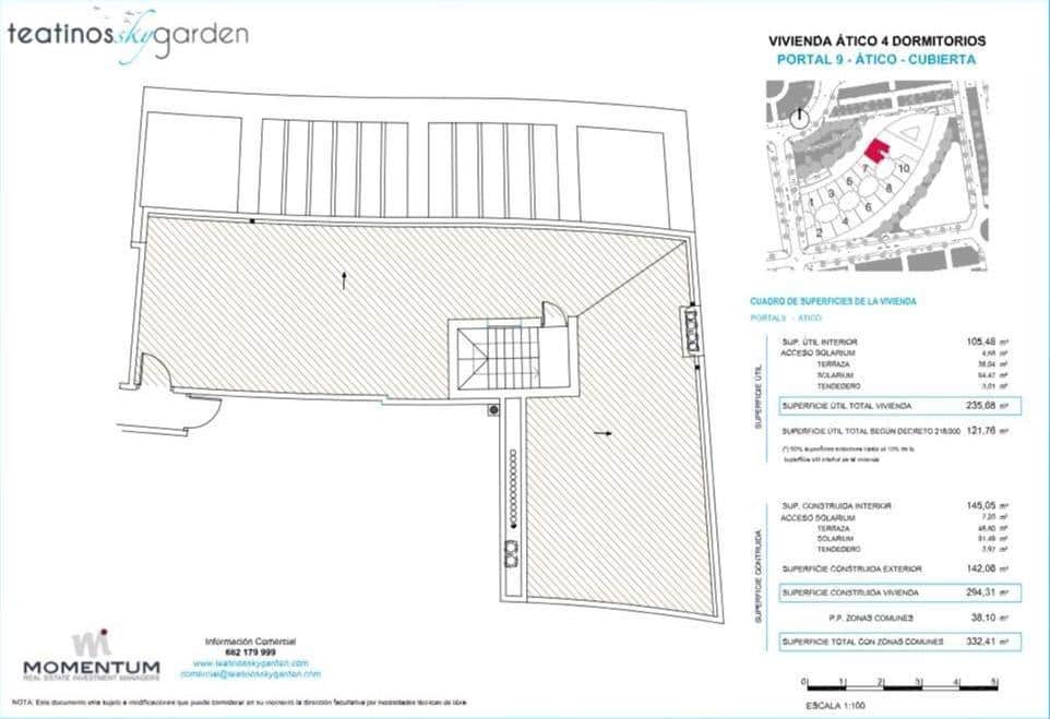 4 sovrum Takvåning till salu i Malaga stad med pool garage - 990 000 € (Ref: 9780704)