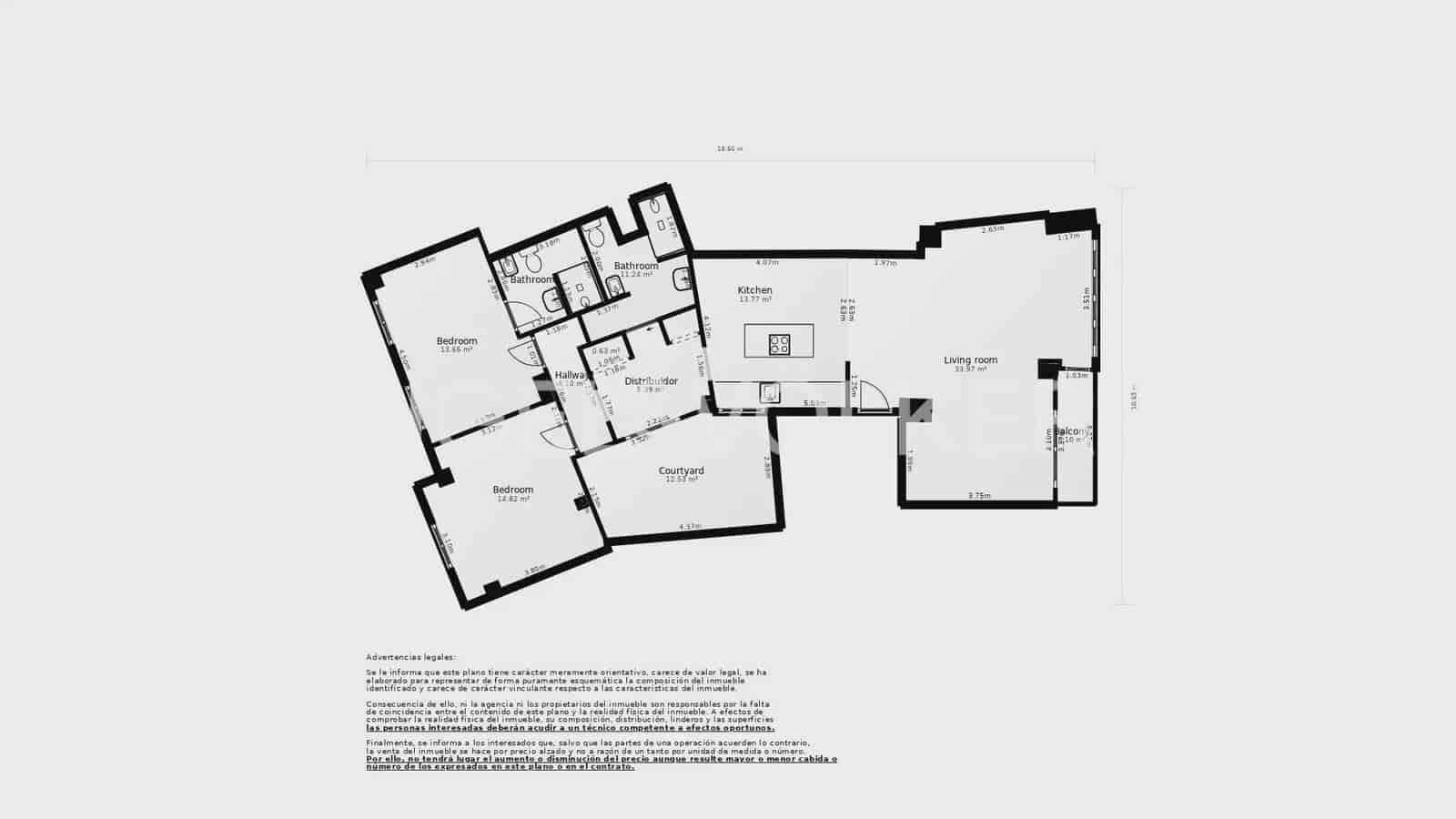 2 sovrum Lägenhet att hyra i Valencia stad - 2 000 € (Ref: 10099385)