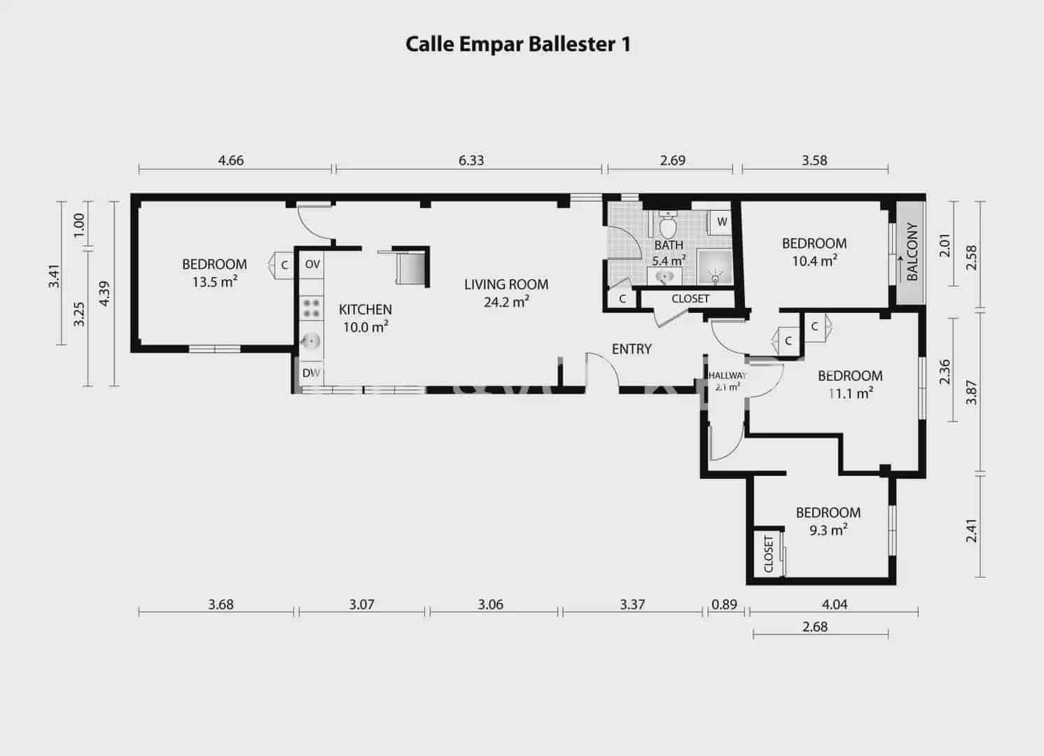 Piso de 4 habitaciones en València ciudad en alquiler - 2.000 € (Ref: 9897526)