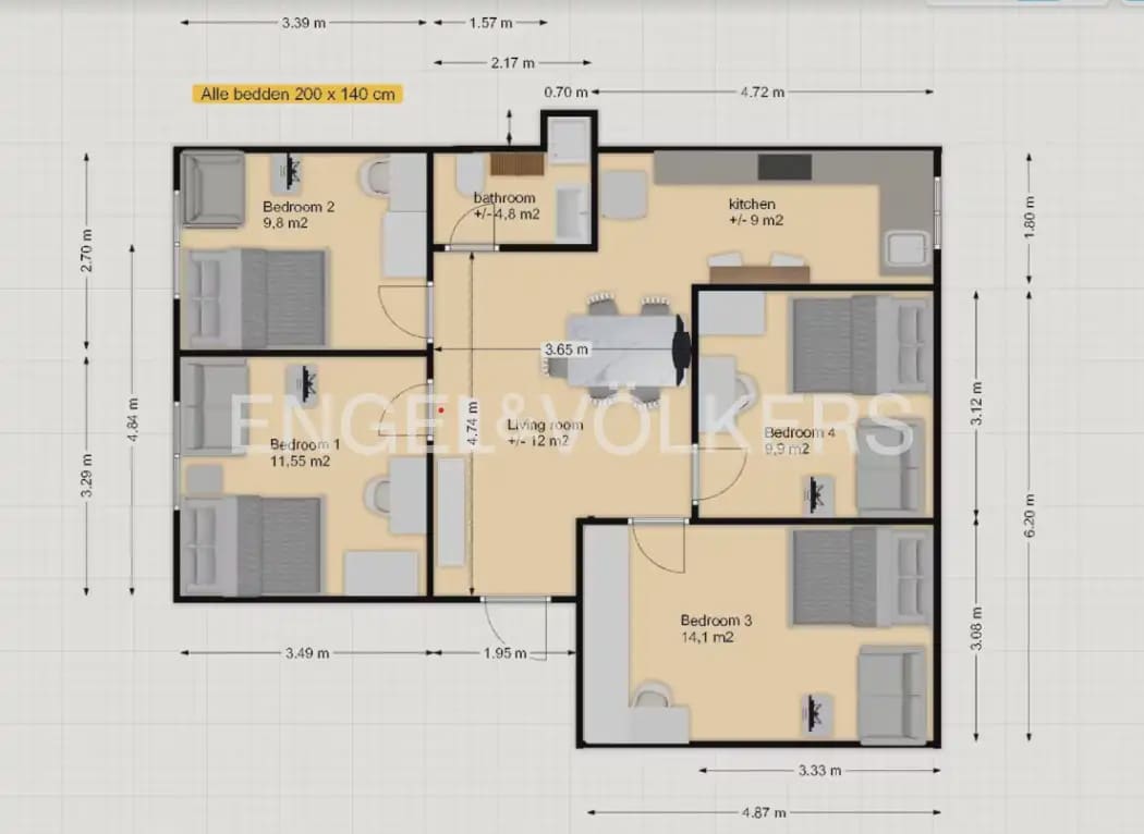 4 camera da letto Appartamento da affittare in Valencia citta - 2.000 € (Rif: 9897621)