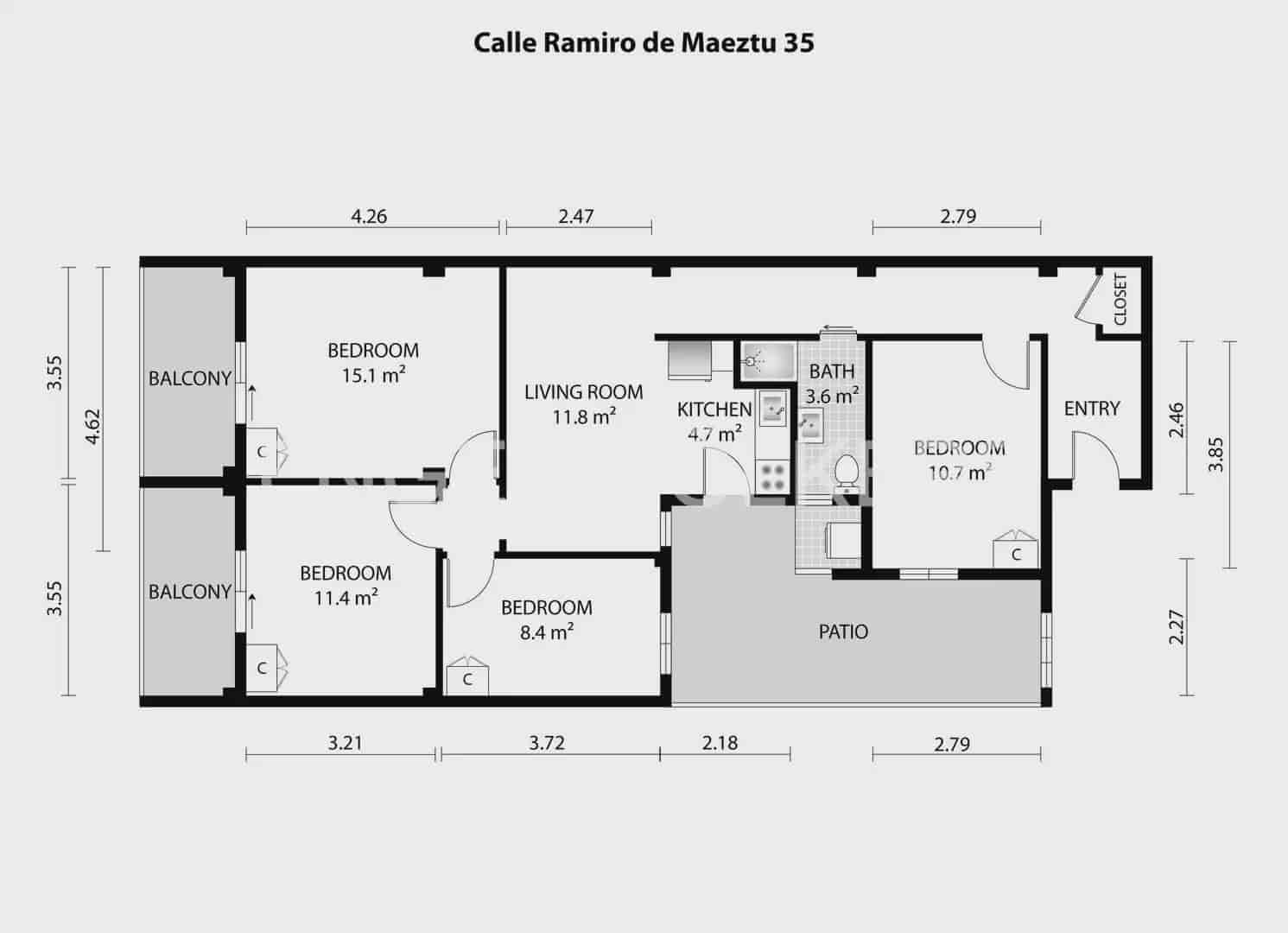 4 makuuhuone Asunto vuokrattavana paikassa Valencia kaupunki - 2 000 € (Ref: 9897630)