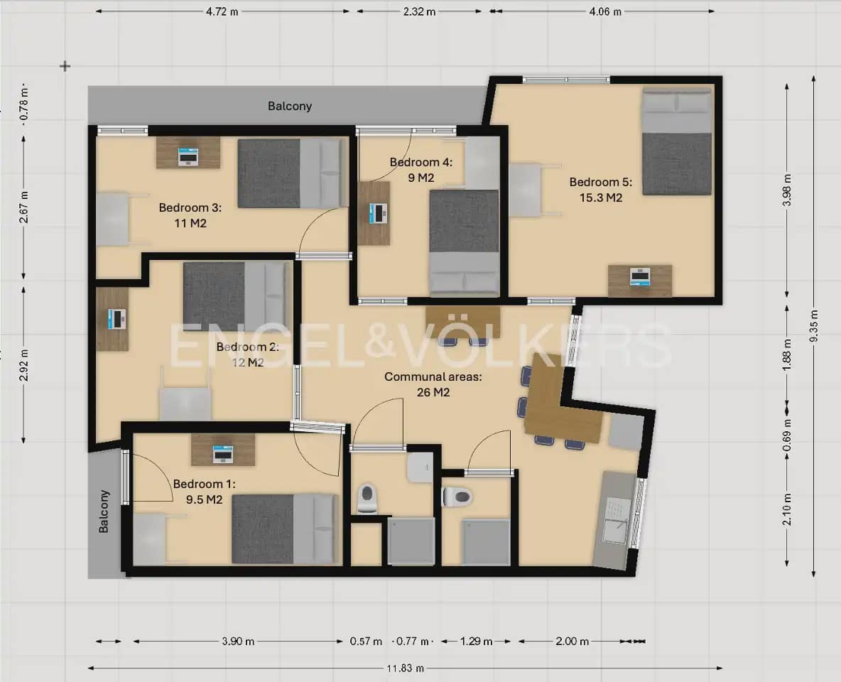 5 quarto Apartamento para arrendar em Valencia cidade - 2 500 € (Ref: 9897691)