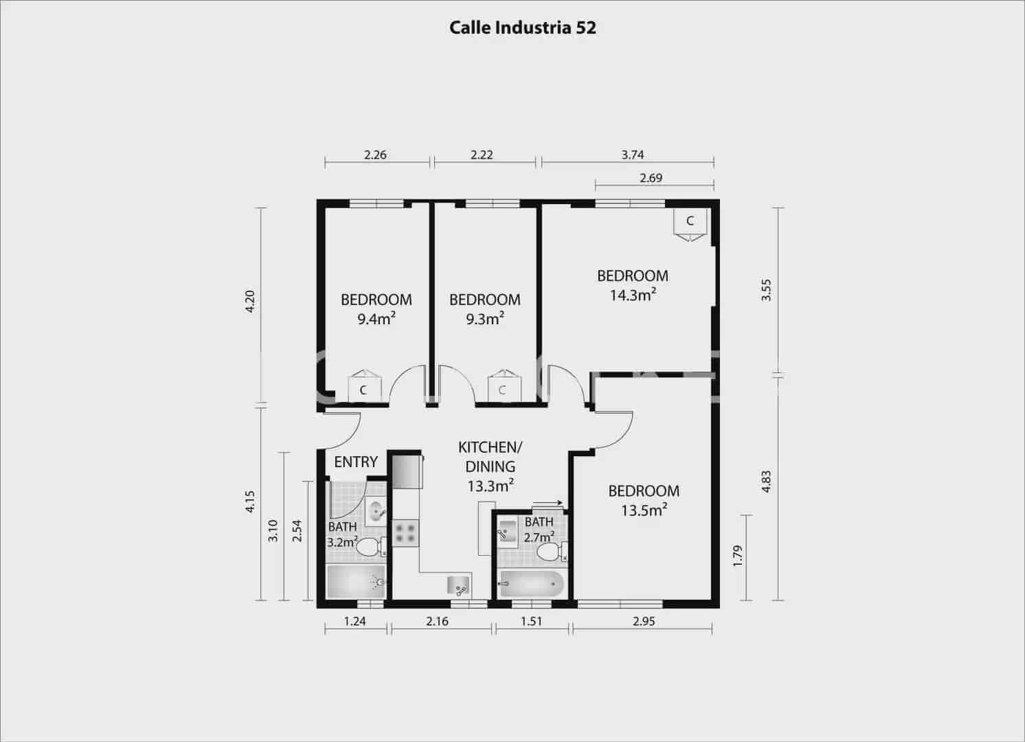 Piso de 4 habitaciones en València ciudad en alquiler - 2.000 € (Ref: 9897692)