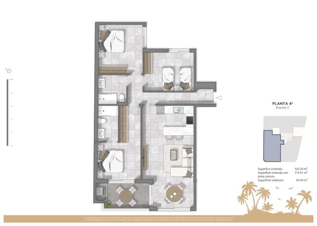 3 chambre Penthouse à vendre à Zona Pueblo, Guardamar del Segura avec piscine - 549 500 € (Ref: 10040606)