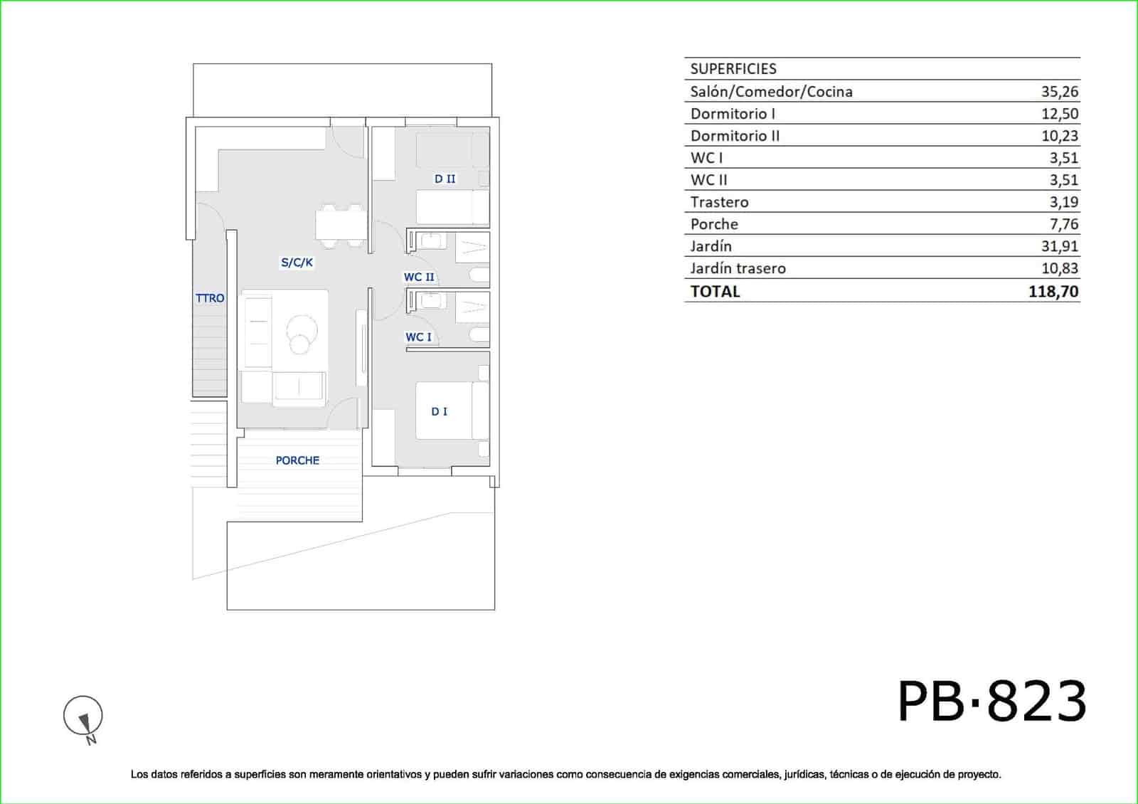 2 soveværelse Bungalow til salg i San Miguel de Salinas med swimmingpool - € 209.900 (Ref: 10073884)
