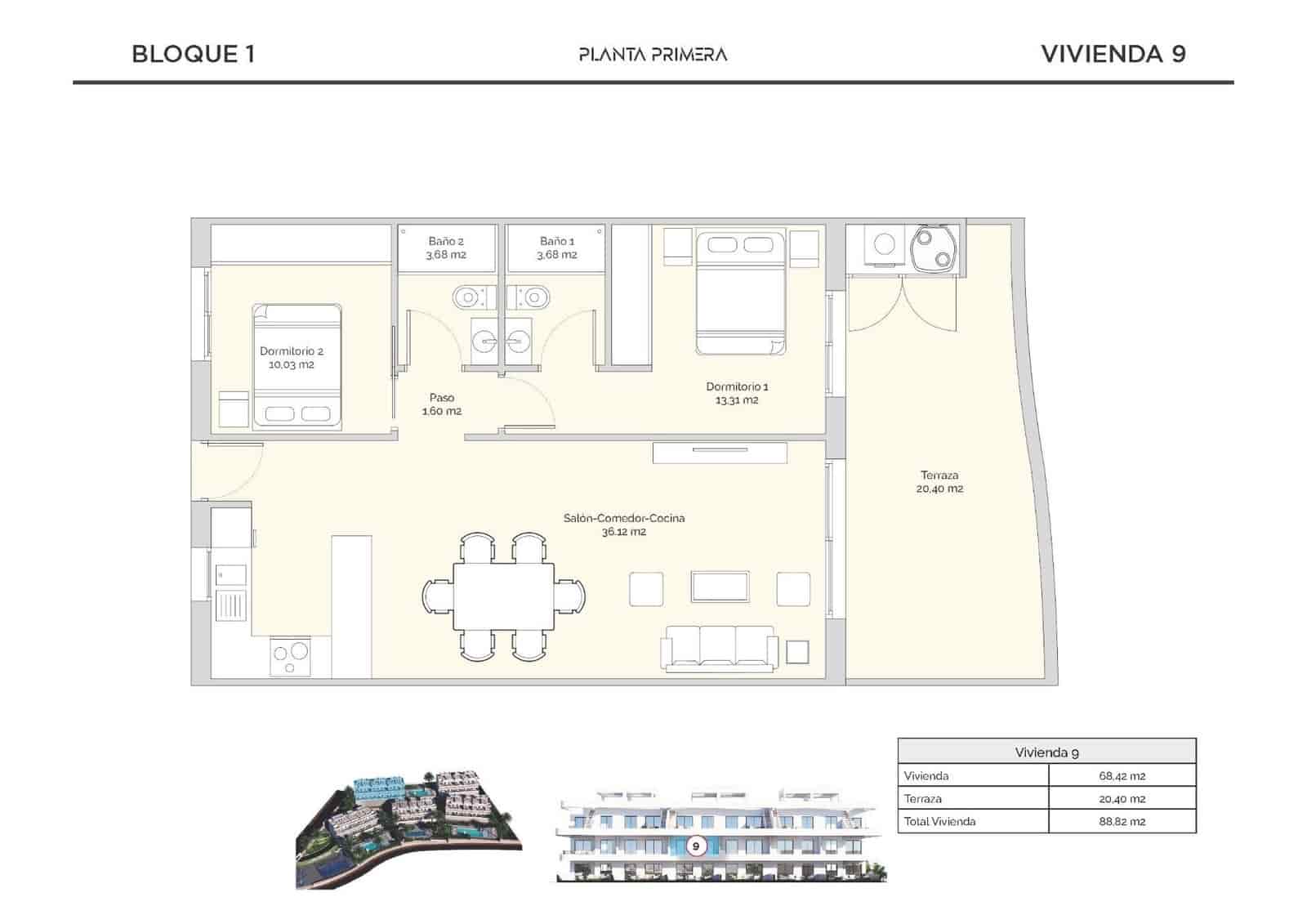 2 Zimmer Apartment zu verkaufen in Finestrat mit Pool Garage - 352.900 € (Ref: 10073974)