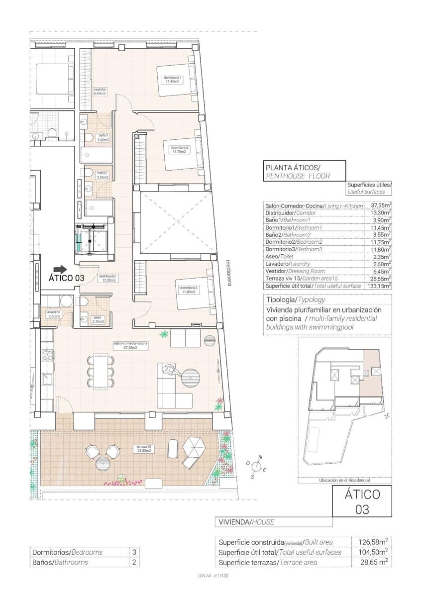3 soverom Penthouse til salgs i Hondon de las Nieves med svømmebasseng garasje - € 305 000 (Ref: 10074206)