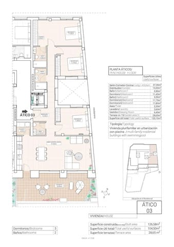 3 soveværelse Penthouse til salg i Hondón de las Nieves med swimmingpool garage - € 305.000 (Ref: 10074206)