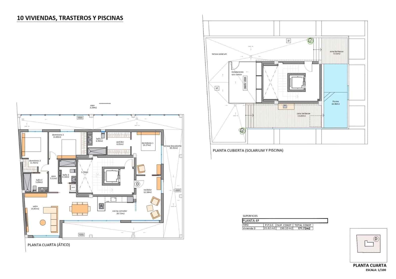 3 soverom Penthouse til salgs i Lo Pagan med svømmebasseng - € 949 900 (Ref: 10074338)