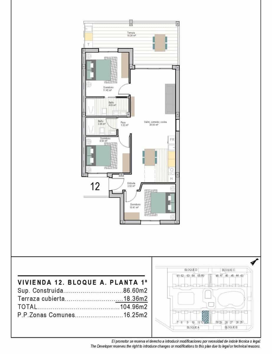 3 soveværelse Lejlighed til salg i San Cayetano med swimmingpool garage - € 246.900 (Ref: 10074377)