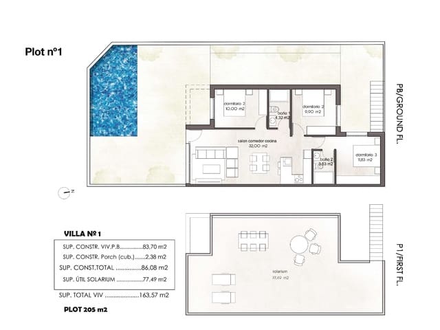Chalet de 3 habitaciones en Pilar de la Horadada ciudad, Pilar de la Horadada en venta con garaje - 480.000 € (Ref: 8325683)