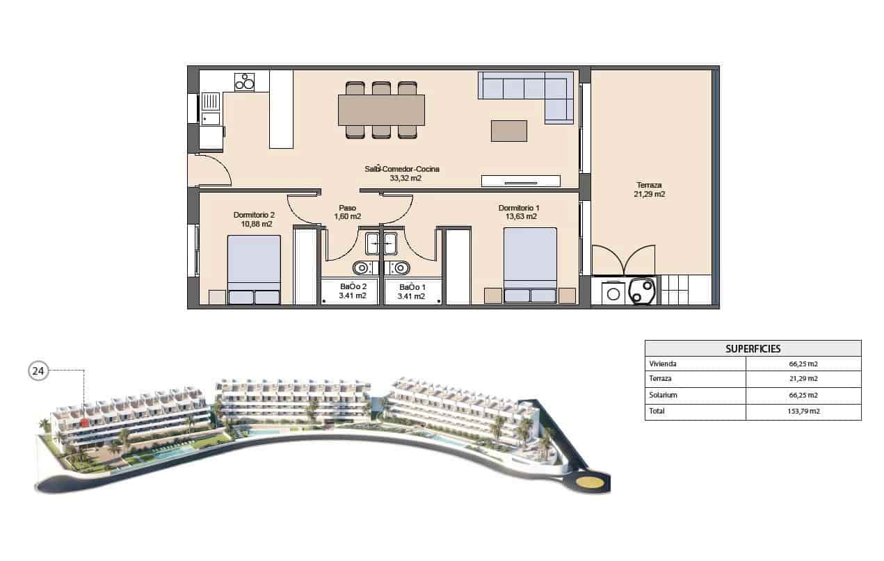 2 sovrum Takvåning till salu i Finestrat med pool garage - 329 900 € (Ref: 9316362)