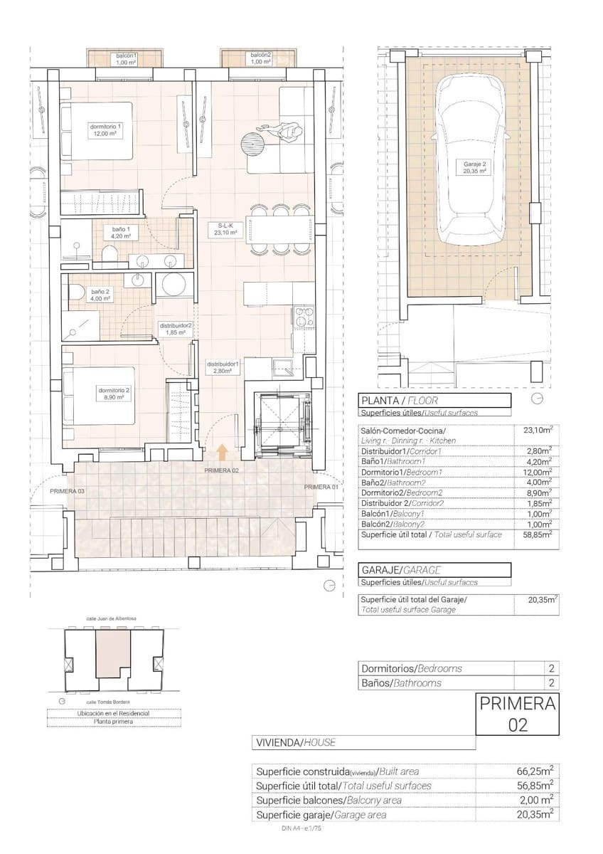 2 soveværelse Lejlighed til salg i Hondon de las Nieves med garage - € 198.000 (Ref: 9662679)