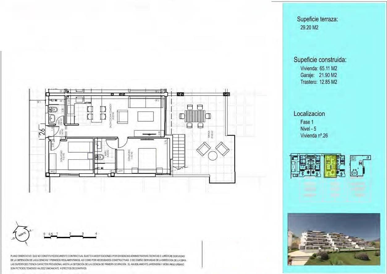 2 slaapkamer Penthouse te koop in Vera met zwembad garage - € 295.000 (Ref: 9905856)
