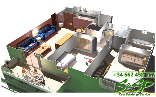 2 makuuhuone Huoneisto vuokrattavana paikassa Aguilas mukana uima-altaan 
autotalli - 590 € (Ref: 8639961)