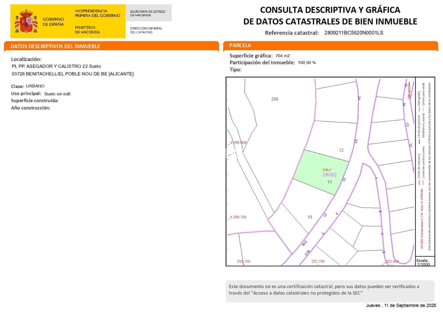 Building Plot for sale in Benitachell / Benitatxell - € 163,000 (Ref: 9398290)