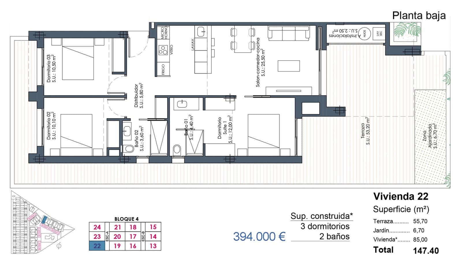 2 soveværelse Lejlighed til salg i Los Alcazares med swimmingpool garage - € 329.000 (Ref: 10048625)