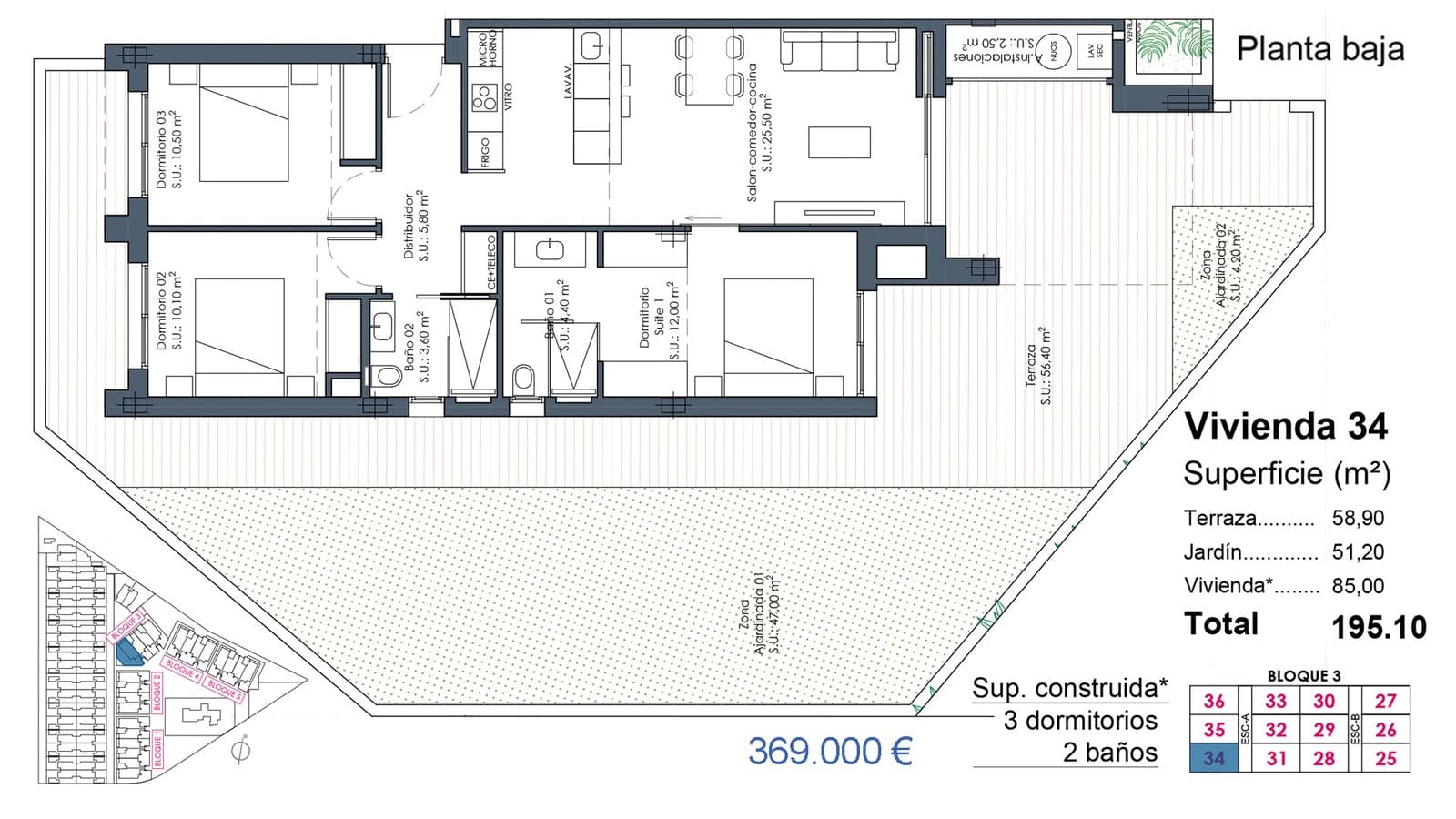 2 soveværelse Lejlighed til salg i Los Alcazares med swimmingpool garage - € 329.000 (Ref: 10048625)