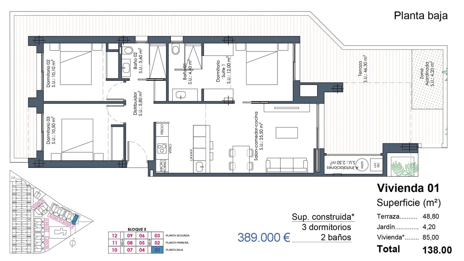 2 soveværelse Lejlighed til salg i Los Alcazares med swimmingpool garage - € 329.000 (Ref: 10048625)
