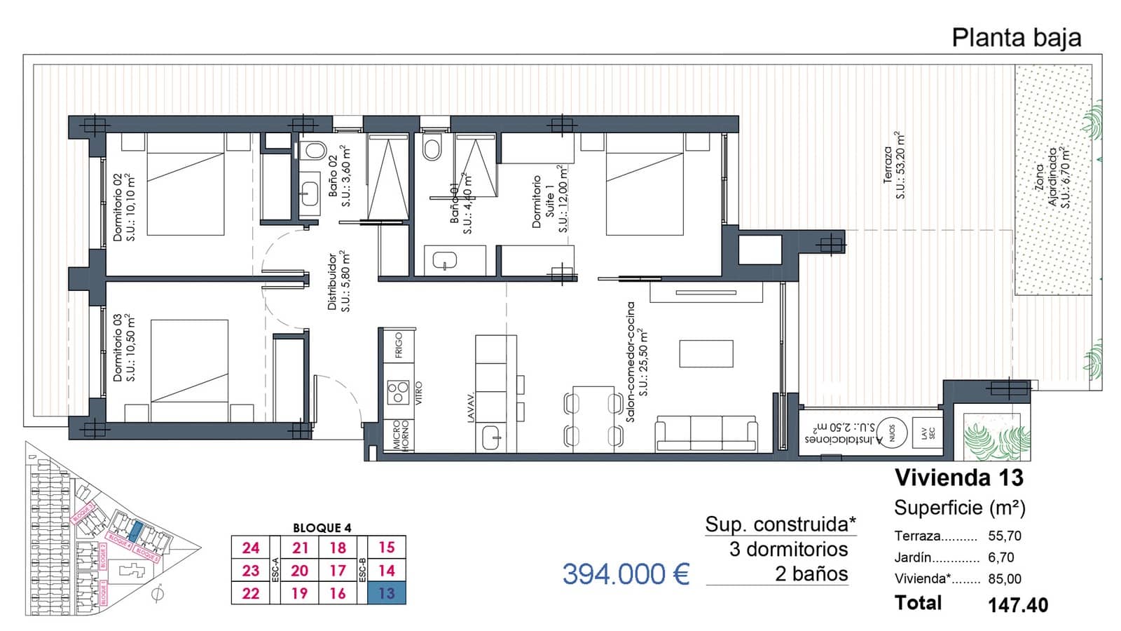 2 soveværelse Lejlighed til salg i Los Alcazares med swimmingpool garage - € 329.000 (Ref: 10048625)