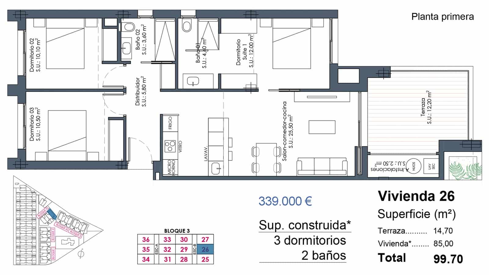 2 chambre Appartement à vendre à Los Alcazares avec piscine garage - 309 000 € (Ref: 10049813)
