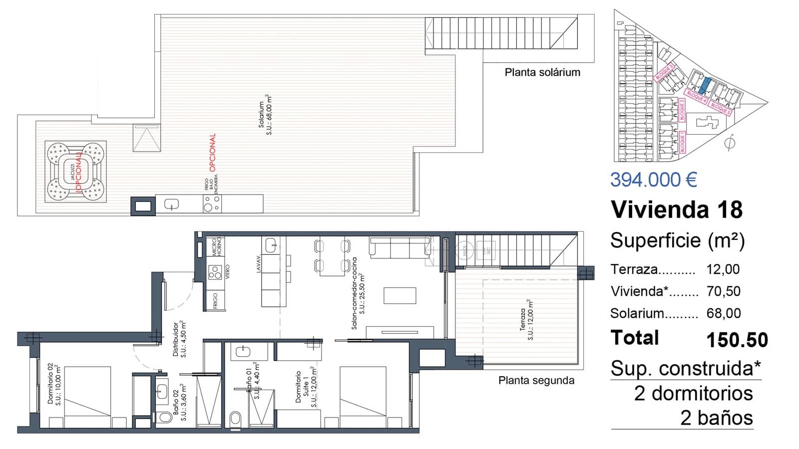 2 chambre Penthouse à vendre à Los Alcazares avec piscine garage - 369 000 € (Ref: 10049909)