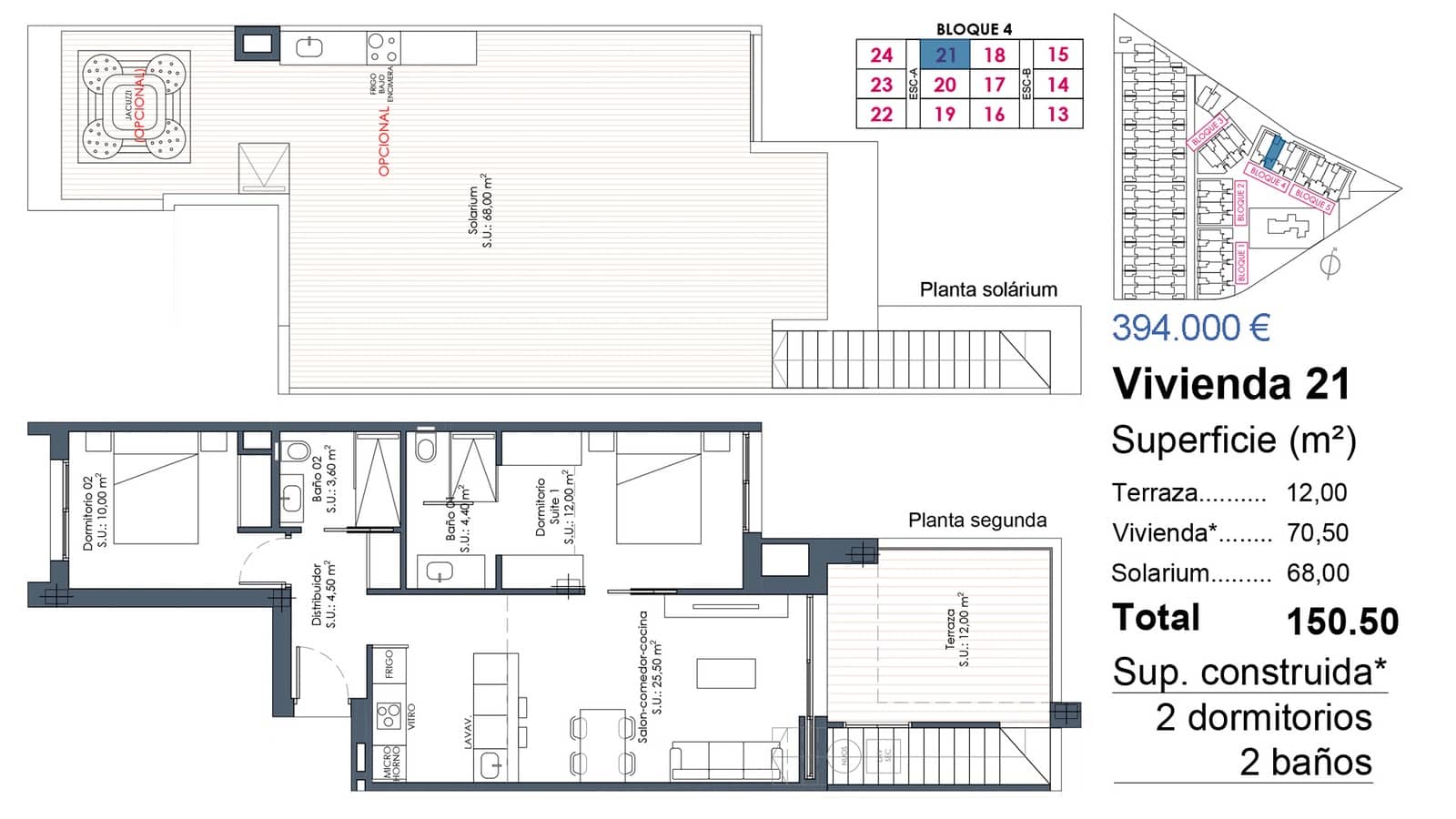 2 chambre Penthouse à vendre à Los Alcazares avec piscine garage - 369 000 € (Ref: 10049909)