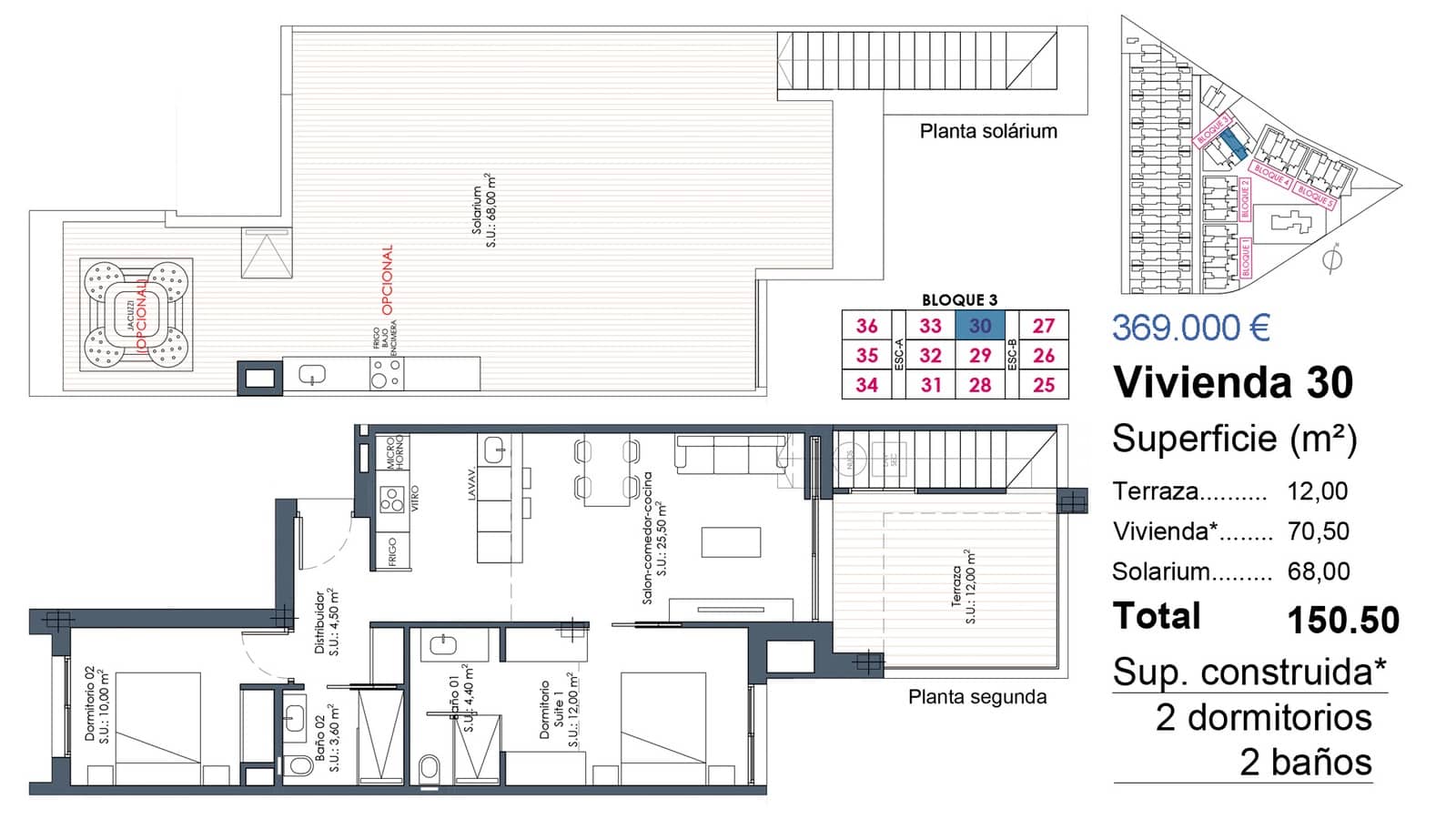 2 chambre Penthouse à vendre à Los Alcazares avec piscine garage - 369 000 € (Ref: 10049909)