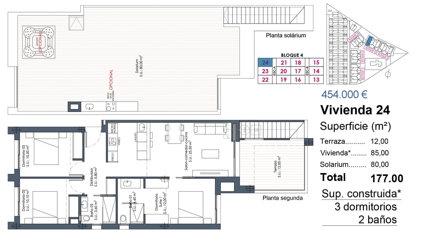 2 chambre Penthouse à vendre à Los Alcazares avec piscine garage - 369 000 € (Ref: 10049909)