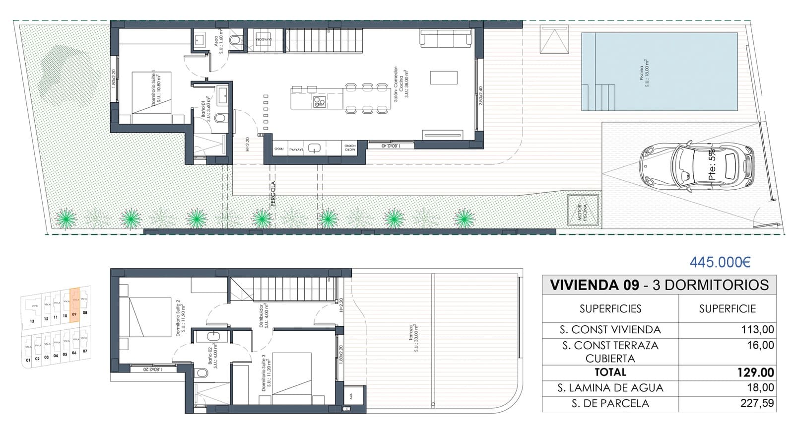 3 slaapkamer Villa te koop in Los Montesinos met zwembad garage - € 445.000 (Ref: 10050516)