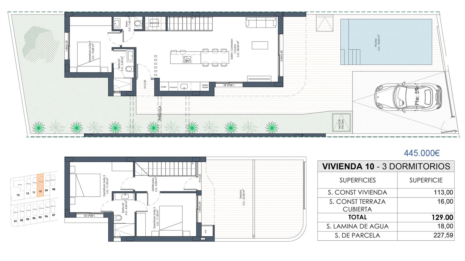 3 slaapkamer Villa te koop in Los Montesinos met zwembad garage - € 445.000 (Ref: 10050516)