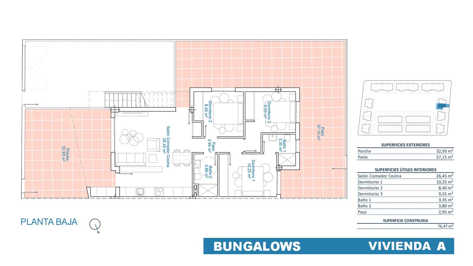 3 slaapkamer Bungalow te koop in Pilar de la Horadada met zwembad garage - € 299.900 (Ref: 9891193)