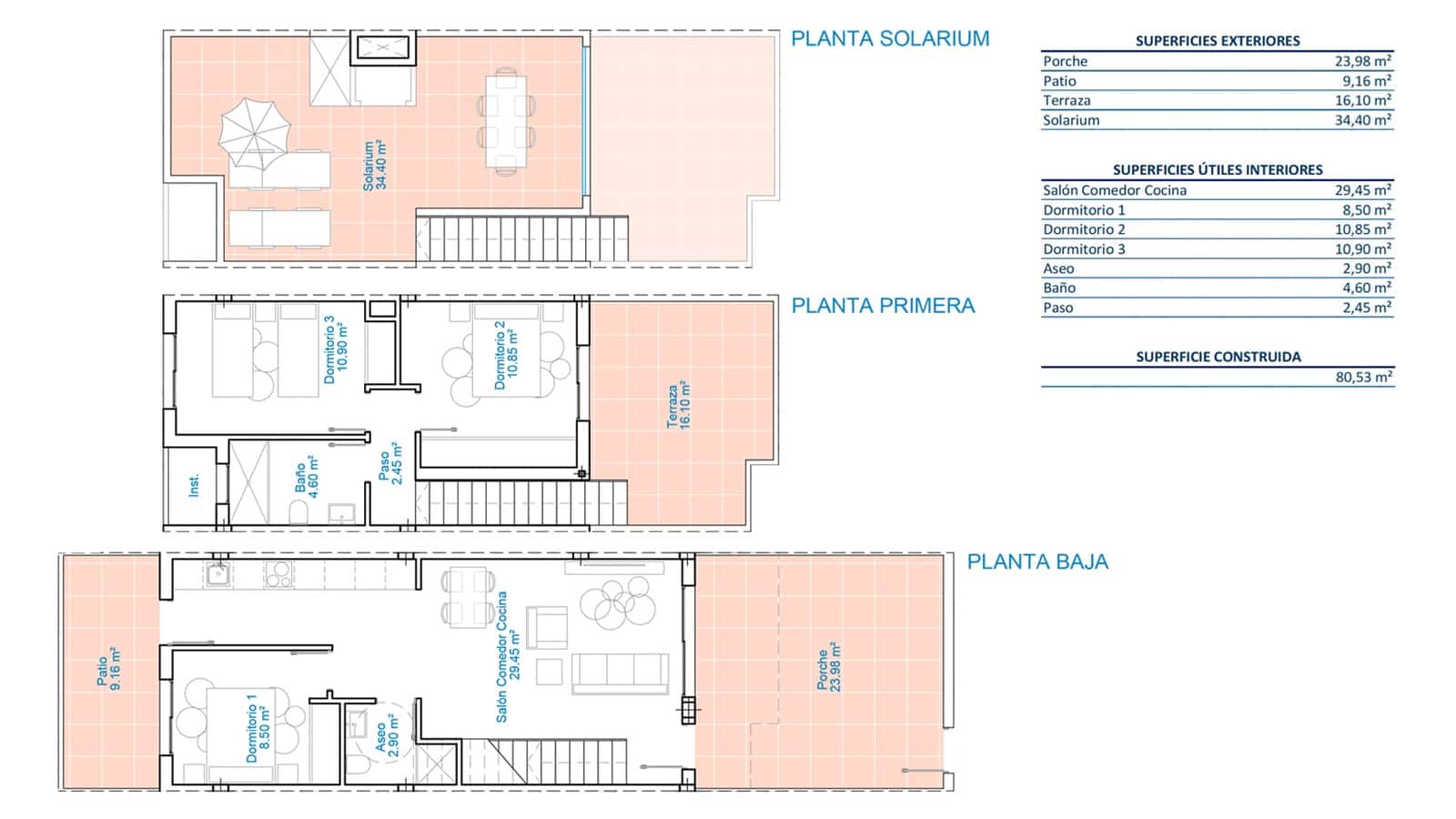 Adosado de 3 habitaciones en Pilar de la Horadada en venta con piscina garaje - 339.900 € (Ref: 9891194)