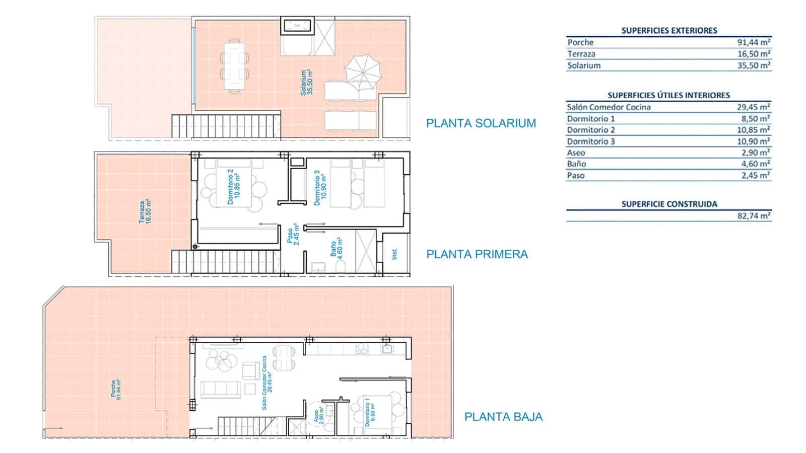 Adosado de 3 habitaciones en Pilar de la Horadada en venta con piscina garaje - 339.900 € (Ref: 9891194)