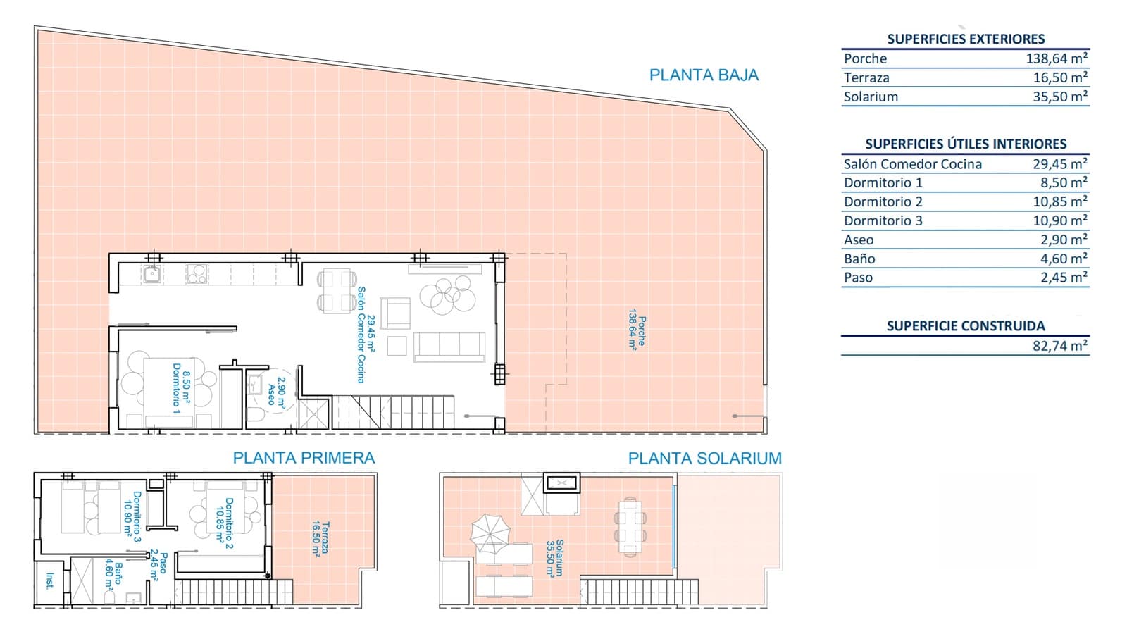 Adosado de 3 habitaciones en Pilar de la Horadada en venta con piscina garaje - 339.900 € (Ref: 9891194)