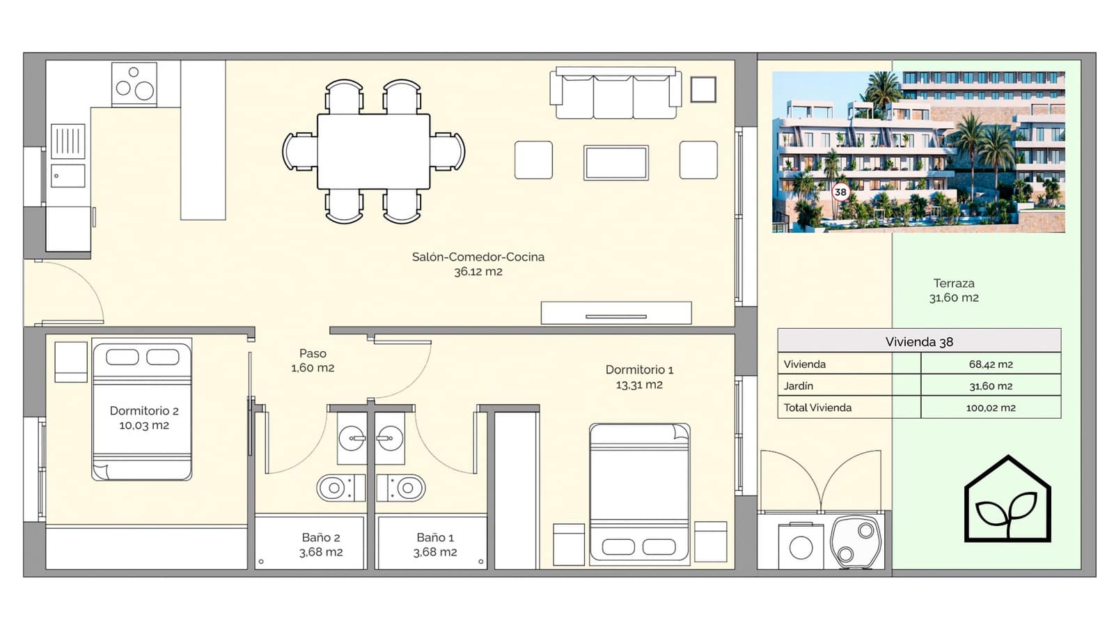 2 sypialnia Apartament na sprzedaż w Finestrat z basenem garażem - 339 900 € (Ref: 9891198)