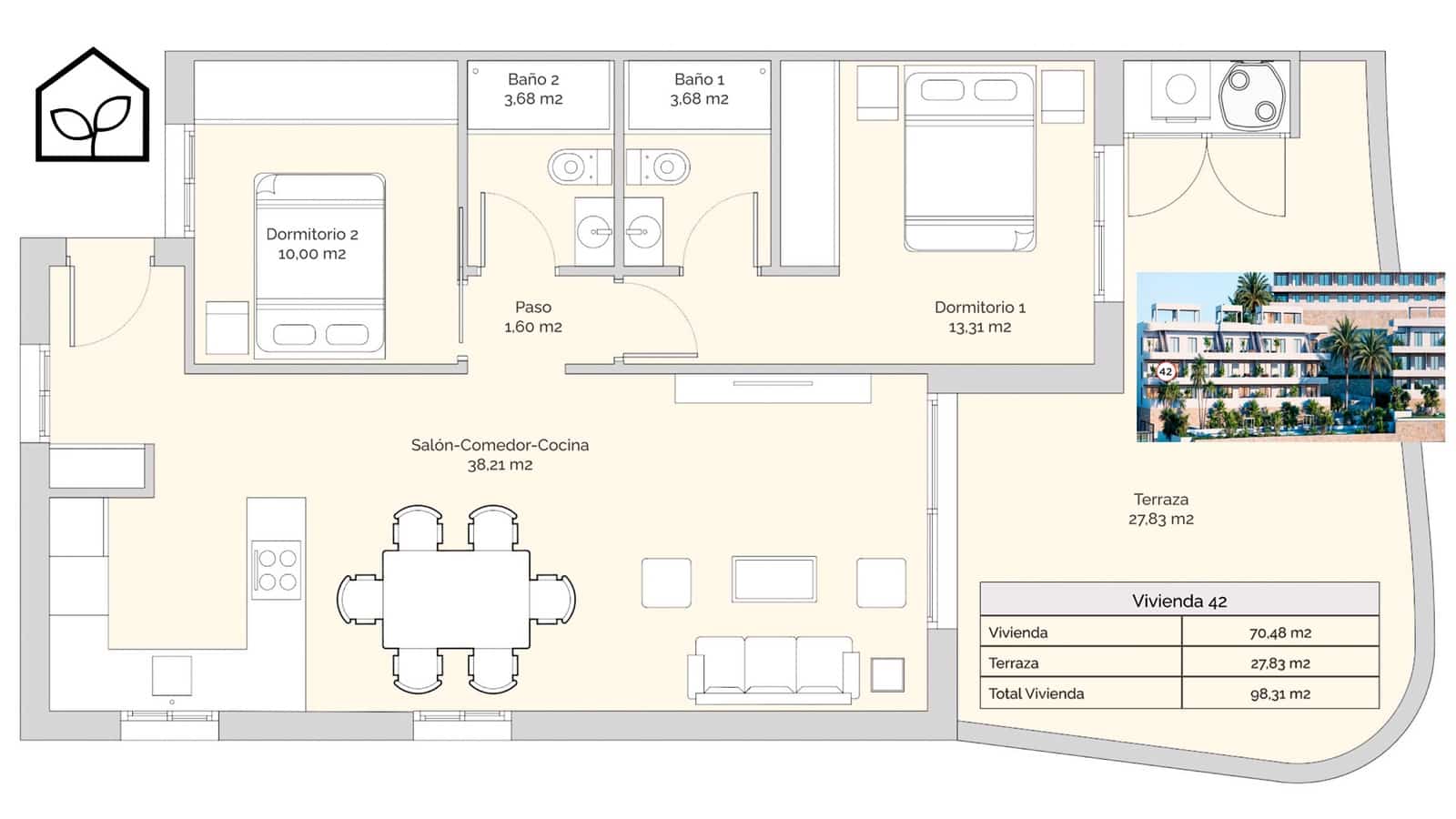 2 sypialnia Apartament na sprzedaż w Finestrat z basenem garażem - 339 900 € (Ref: 9891198)