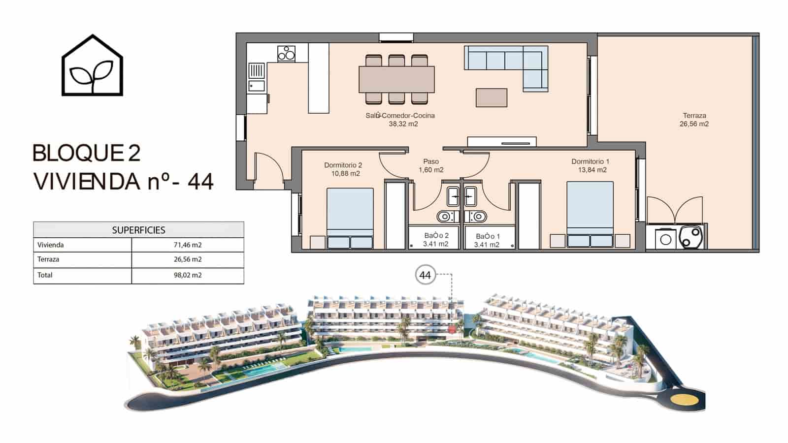 2 Zimmer Apartment zu verkaufen in Finestrat mit Pool Garage - 299.900 € (Ref: 9891201)