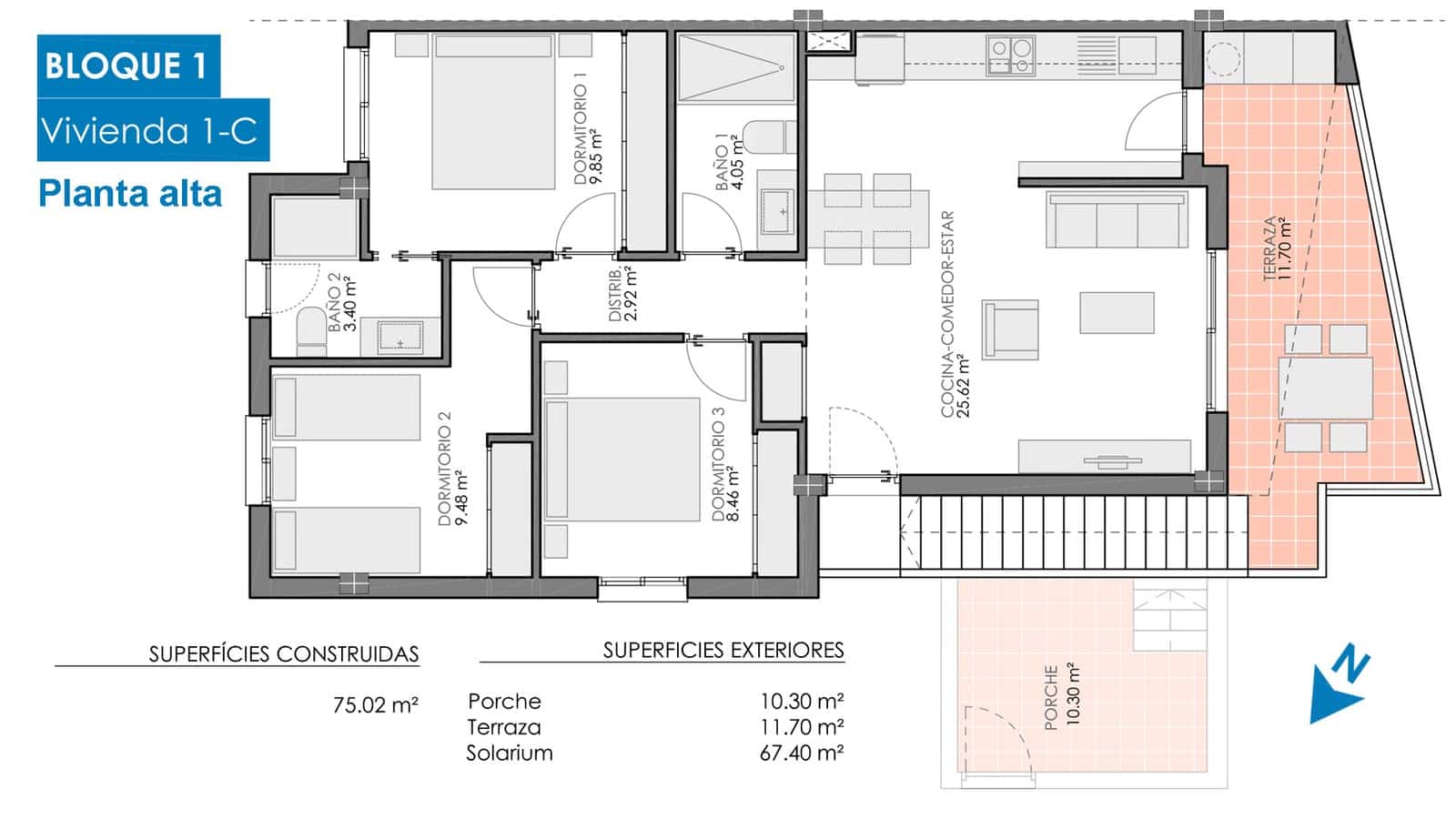 3 sovrum Bungalow till salu i Pilar de la Horadada med pool garage - 284 900 € (Ref: 9949400)