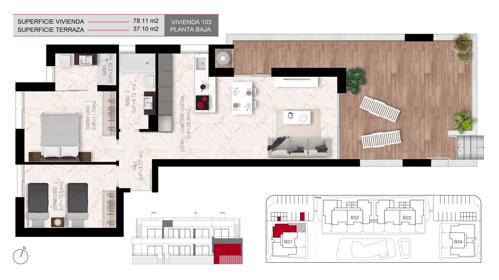 2 slaapkamer Bungalow te koop in Ciudad Quesada met zwembad garage - € 314.000 (Ref: 9953899)