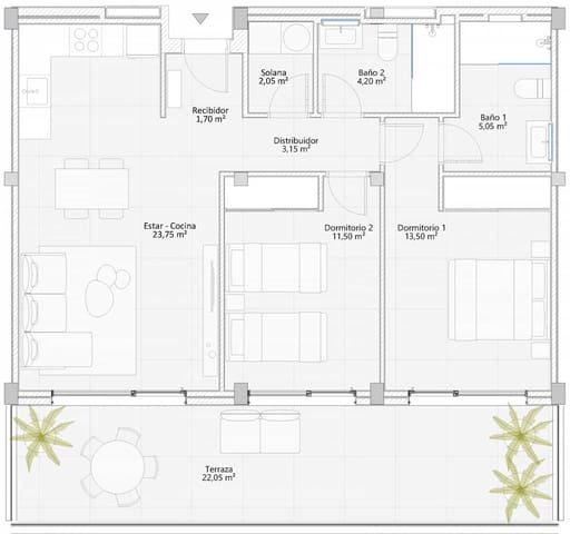 2 soveværelse Lejlighed til salg i El Madroñal, Adeje - € 550.000 (Ref: 8607560)