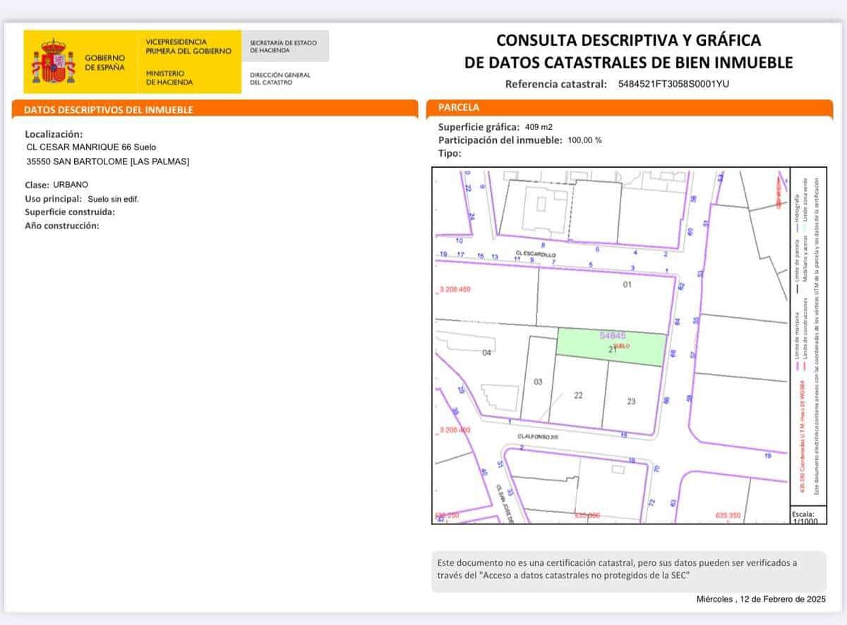 Byggegrund til salg i San Bartolome - € 145.000 (Ref: 8840480)