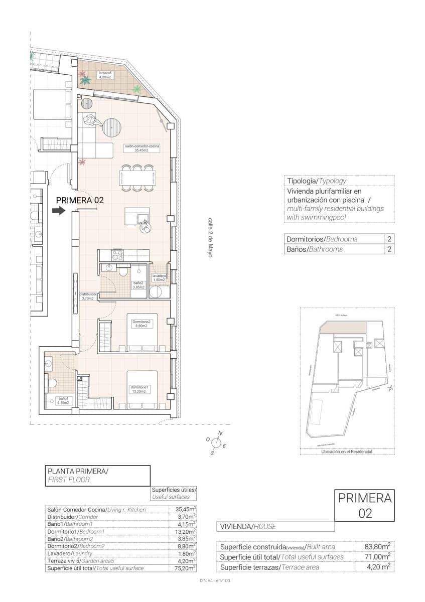 2 soverom Leilighet til salgs i Hondon de las Nieves med svømmebasseng garasje - € 185 000 (Ref: 10013385)