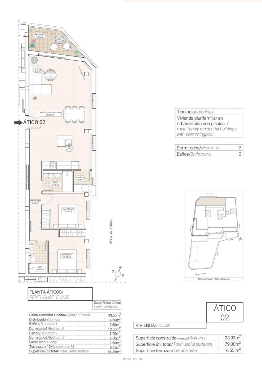 2 soverom Leilighet til salgs i Hondon de las Nieves med svømmebasseng garasje - € 185 000 (Ref: 10013385)
