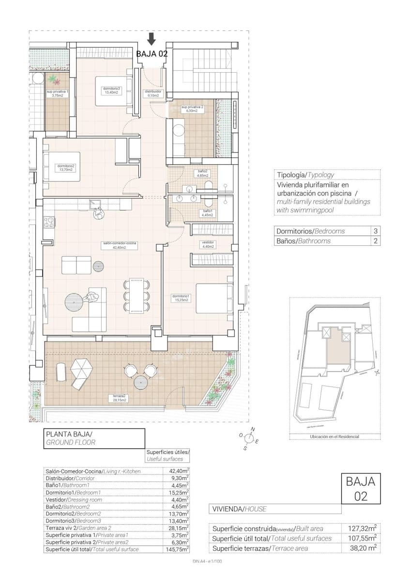 2 soverom Leilighet til salgs i Hondon de las Nieves med svømmebasseng garasje - € 185 000 (Ref: 10013385)