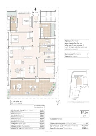2 soverom Leilighet til salgs i Hondón de las Nieves med svømmebasseng garasje - € 185 000 (Ref: 10013385)