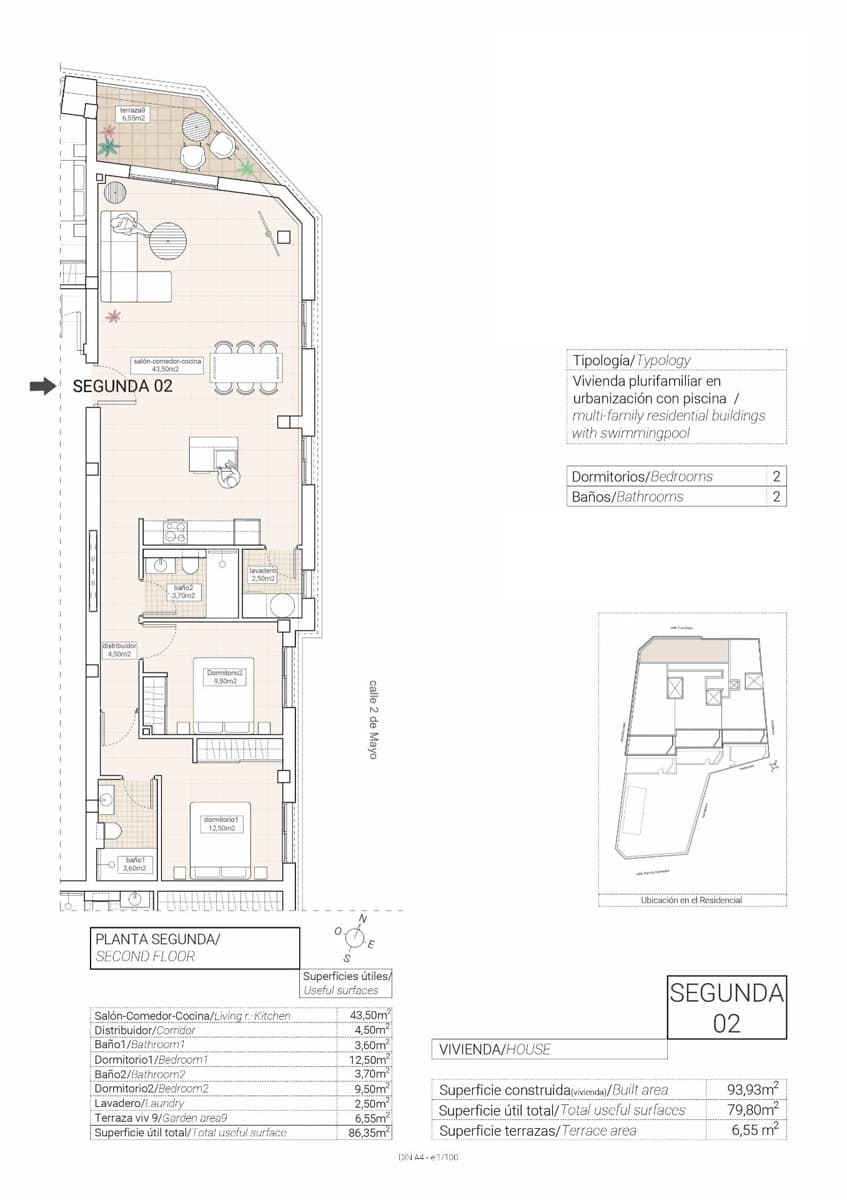 2 soverom Leilighet til salgs i Hondon de las Nieves med svømmebasseng garasje - € 185 000 (Ref: 10013385)