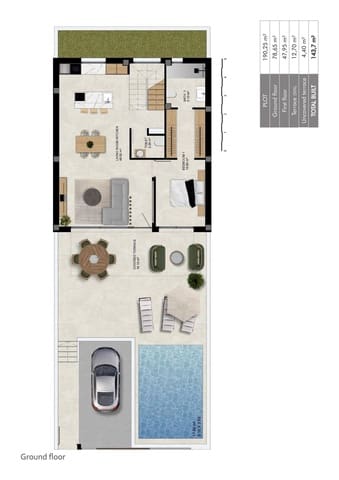 3 sovrum Radhus till salu i Dolores med pool - 415 000 € (Ref: 10034026)